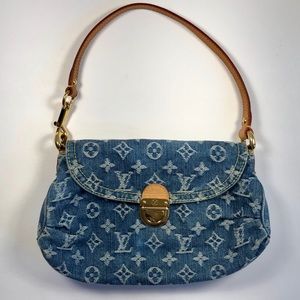 Louis Vuitton Mini Pleaty Denim Logo Shoulder Bag